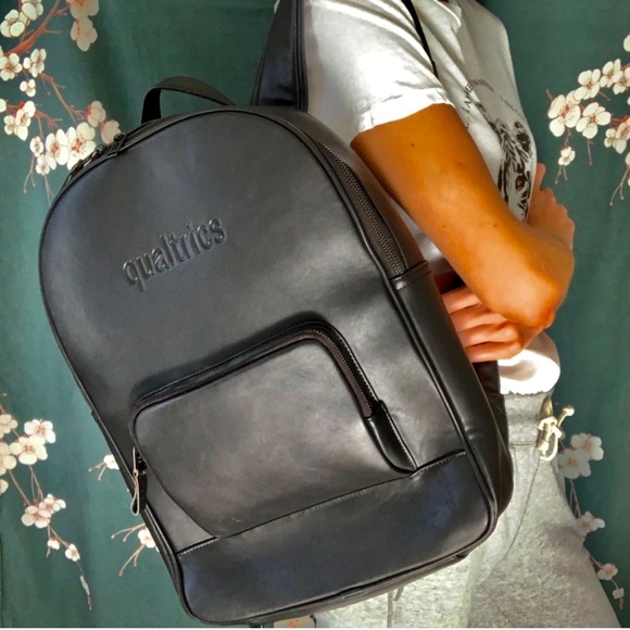 Qualtrics Black Waterproof Backpack with Pockets Lined Inner and Zipped main image 7